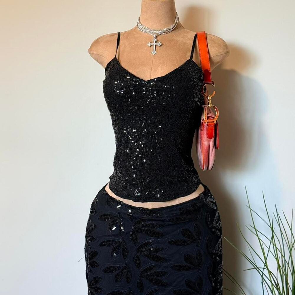 Black sequin maxi skirt with